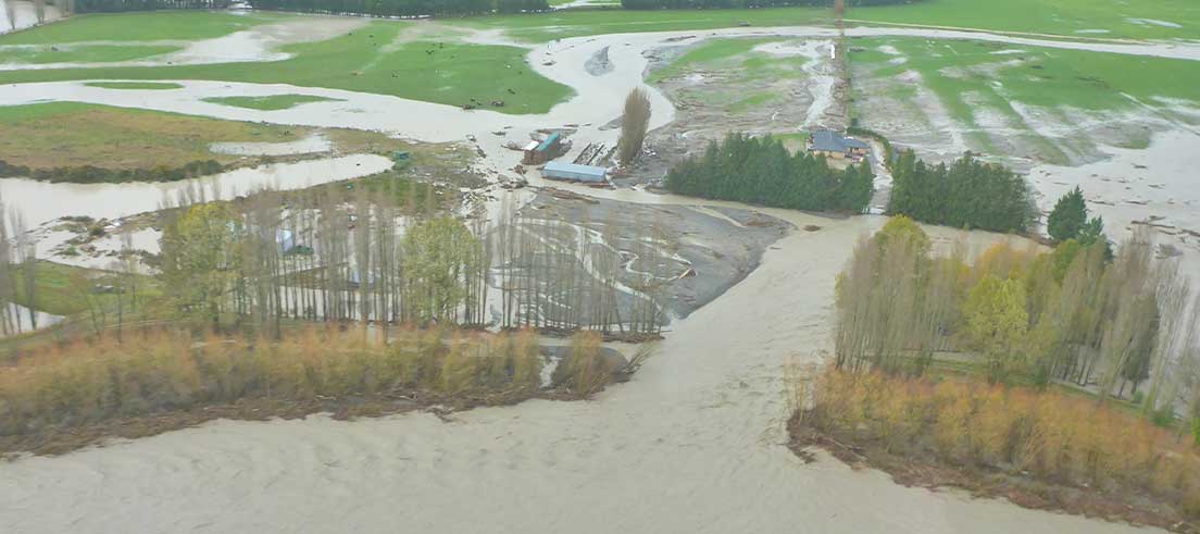 <p>A breach of the stopbank on the North Branch of the Ashburton Hakatere River</p>