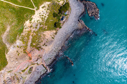Aerial panorama of godley heads
